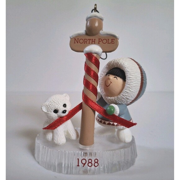 Hallmark 1988 Frosty Friends Eskimo Girl Dog Christmas Ornament Original Box - Picture 1 of 4